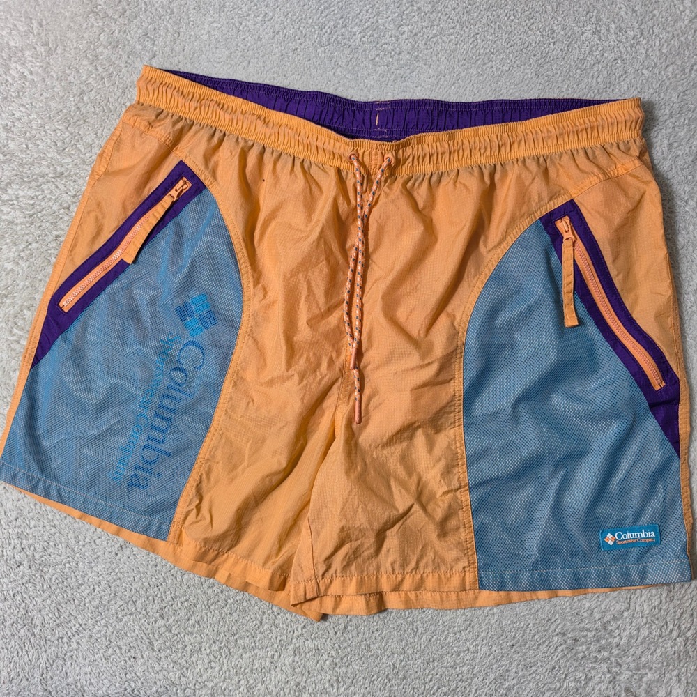 NEW Columbia Swim Trunks Mens XXL 40/6 Orange Purple Blue Colorblock Mesh Lined